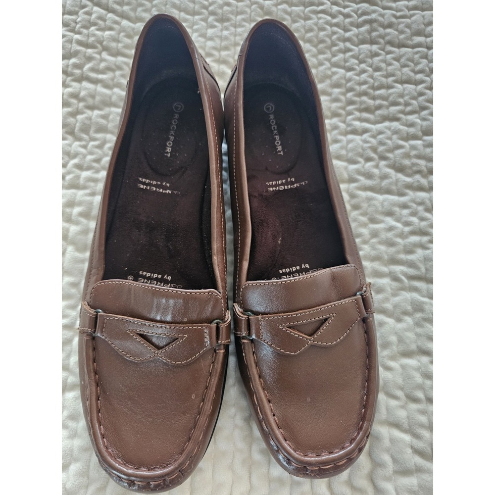 Rockport AdiPrene By Adidas Vegan Leather Loafers Women Size 9.5 Chocolate